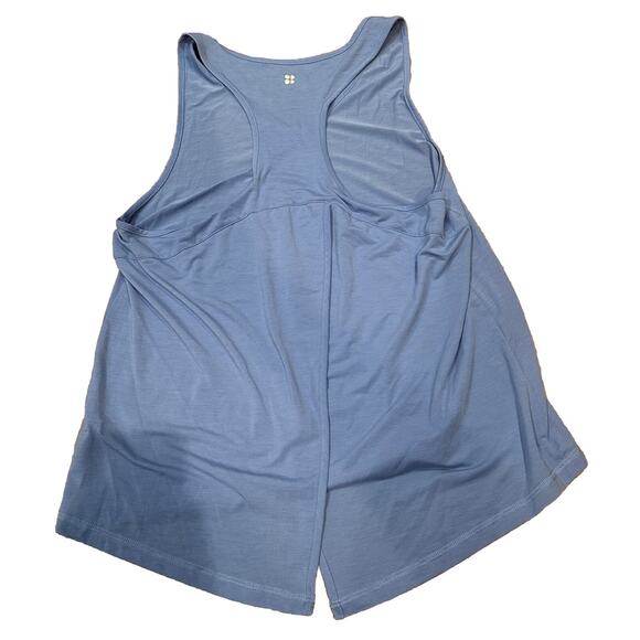 Sweaty Betty Tank Top Women's M Blue Double Time Layered Workout Flare Gym Top - Picture 6 of 8